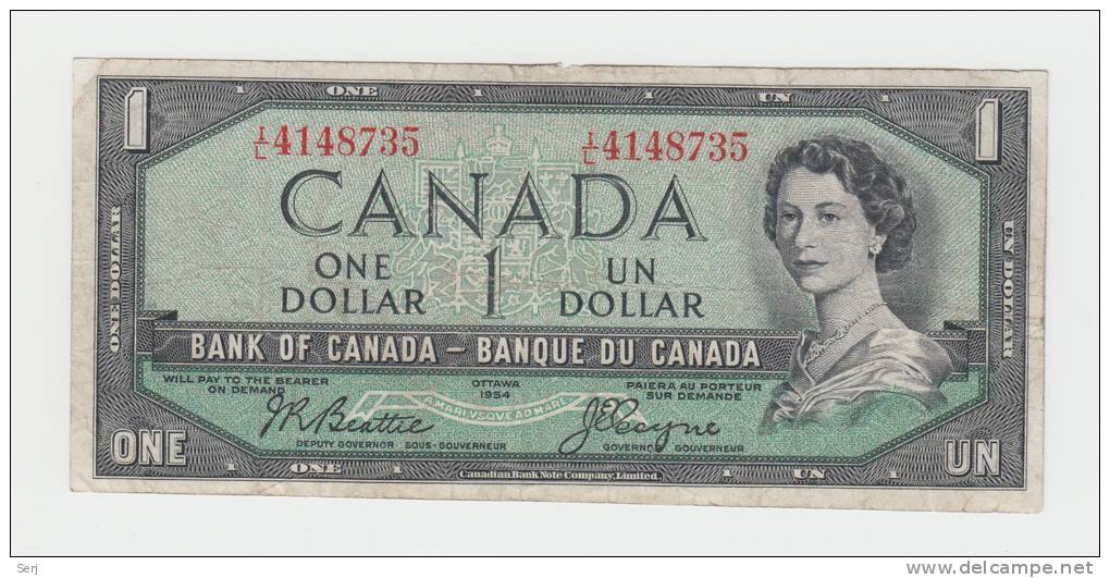 Canada 1 Dollar 1954 QEII F+ P 74a 74 A - Canada