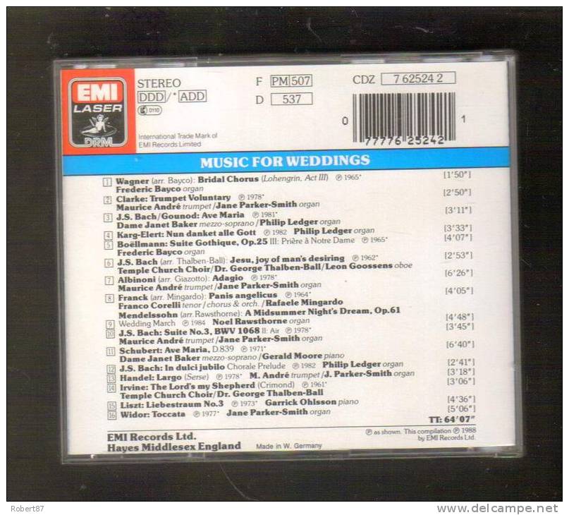 CD   Musiques Pour Mariage - Music For Weddings - Musik Für Hochzeiten - Compilaties