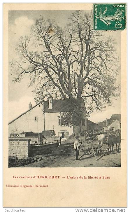 HERICOURT - SUZE - L' Arbre De La Liberté - Jolie Animation Avec Paysan Et Son Attelage - RARE - 2 Scans - Andere & Zonder Classificatie