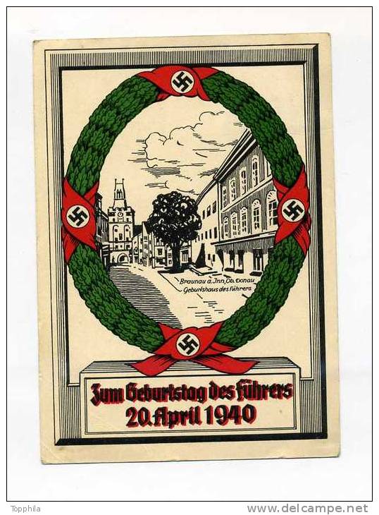 1940 ( 1944)  3.Reich Mehrfarbige Sonderkarte Hitlergeburtstag  SST Wien - Briefe U. Dokumente