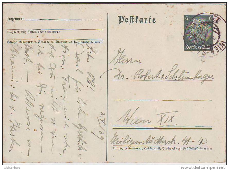 0192a: Bahnpost Wien- Salzburg Ostmarkzeit Hindenburg- Ganzsache An Schlumberger (Schlumberger- Sekt !) - Cartas & Documentos