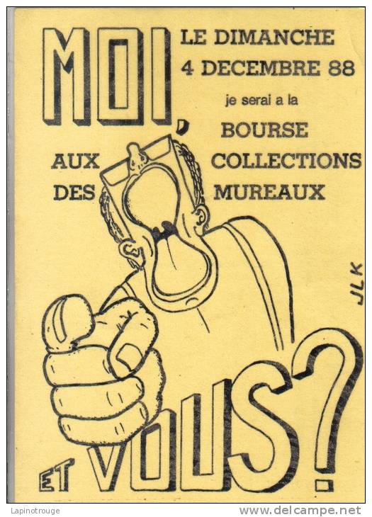 Carte Postale JLK Pour Bourse Collections Les Mureaux 1988 - Collector Fairs & Bourses