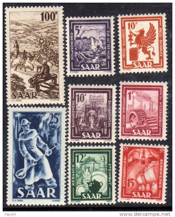 Sarre Occupation Française N° 255 / 62  XX  Industries Et Paysages: La Série Des 8 Valeurs Sans Charnière TB - Unused Stamps