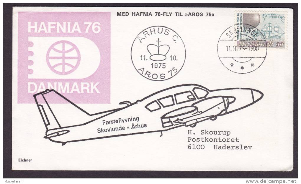 Denmark 1st Flight SKOVLUNDE - ÅRHUS 1975 Cover To HADERSLEV (Cz. Slania) - Posta Aerea