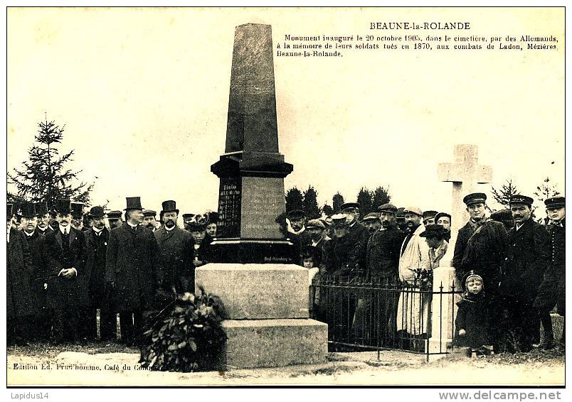 AAS 480/  CPA  - BEAUNE LA ROLANDE   (45) MONUMENT INAUGURE LE20 SEPTEMBRE 1905 - Beaune-la-Rolande