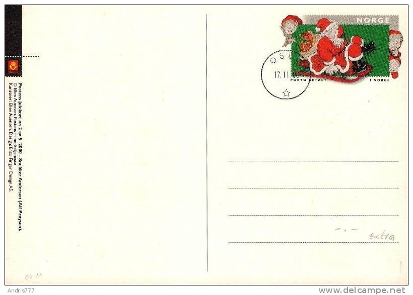 Norway Norge 2000 Christmas Santa Clauss  Owl  Hare (postcard) - Enteros Postales
