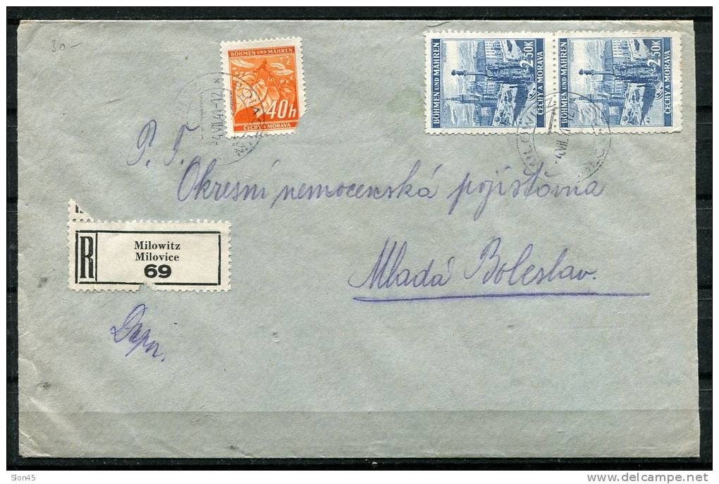 Chechoslovakia/Bohemia & Moravia 1941 Cover Registered - Brieven En Documenten