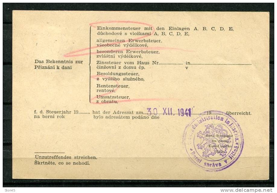 Chechoslovakia/Bohemia & Moravia 1941Postal  Card - Lettres & Documents