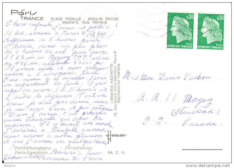 Paris Pigalle Moulin Rouge - Circulée Timbrée 1972 - 2 Scans - Panoramic Views