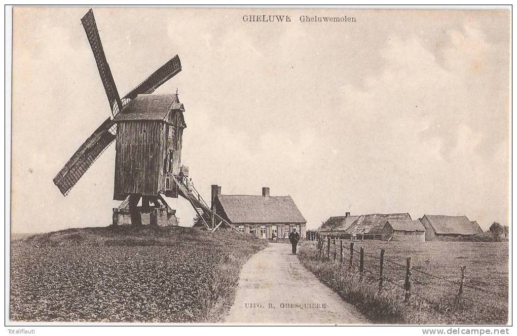 Gheluwe Animee Molen Moulin Wind Mill Geluwe Muller Op De Trap TOP-Erhaltung Ungelaufen - Wervik