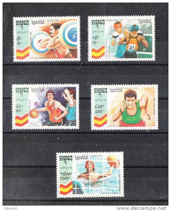 Cambogia   -   Olympics  "Barcelona 1992".  Boxe, Basket, Pallanuoto, Soll. Pesi. Complete Set.  MNH , Fresh - Zomer 1992: Barcelona