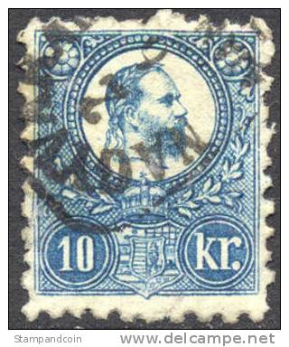 Hungary #10 XF Used 10k Deep Blue Franz Josef I From 1871-72 - Used Stamps