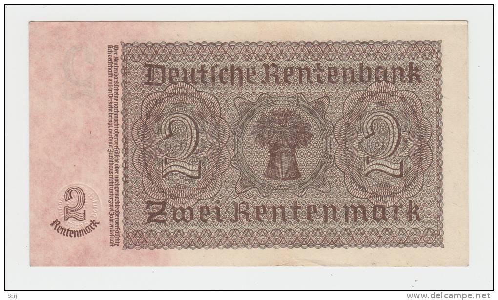 Germany 2 Rentenmark 1937 XF+ CRISP P 174b 174 B - Altri & Non Classificati