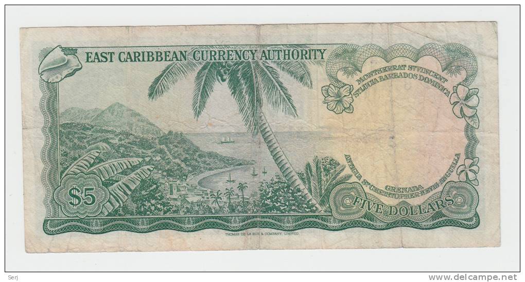 East Caribbean 5 Dollars 1965 "aVF" Banknote P 14e 14 E - Caribes Orientales
