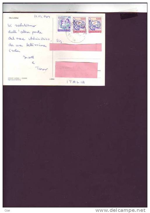 JUGOSLAVIA  1989  - Cartolina Per L´ Italia - Briefe U. Dokumente