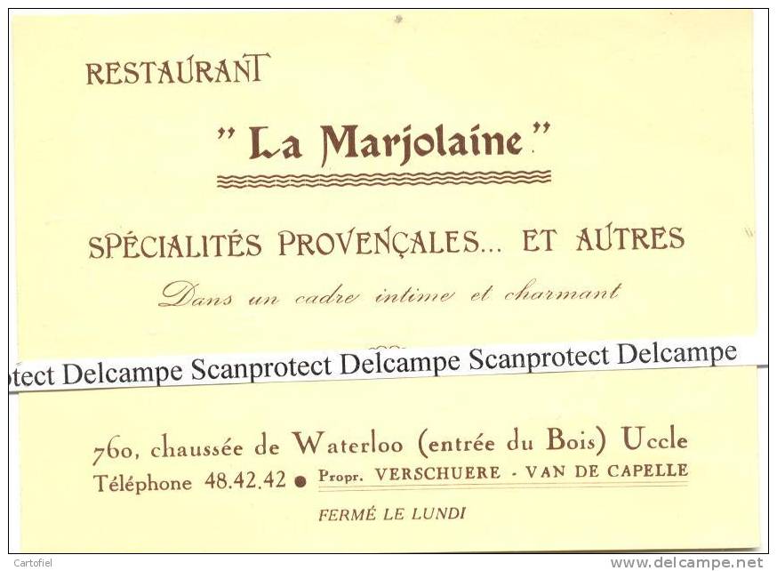 UCCLE-CARTE PUBLICITAIRE-RESTAURANT LA MARJOLAINE - Uccle - Ukkel