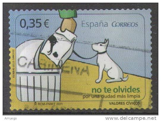 ESPAÑA. SELLO USADO. SERIE VALORES CIVICOS AÑO 2011. POR UNA CIUDAD MAS LIMPIA - Used Stamps