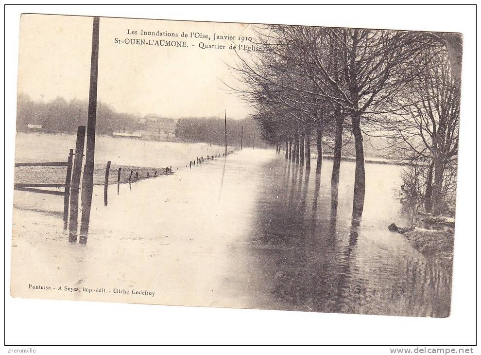 CPA - SAINT OUEN L´ AUMONE - Quartier De L´ Eglise - Les Inondations De L´ Oise , Janvier 1910 - Saint-Ouen-l'Aumône