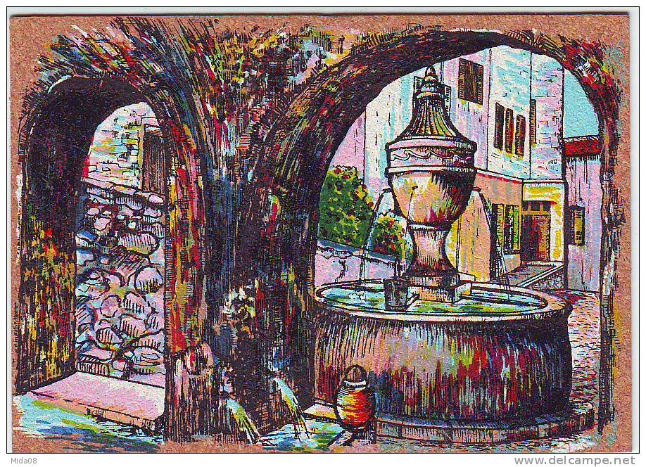 06. SAINT PAUL DE VENCE . CARTE EN LIEGE. PEINTURE SUR LIEGE INALTERABLE. - Autres & Non Classés