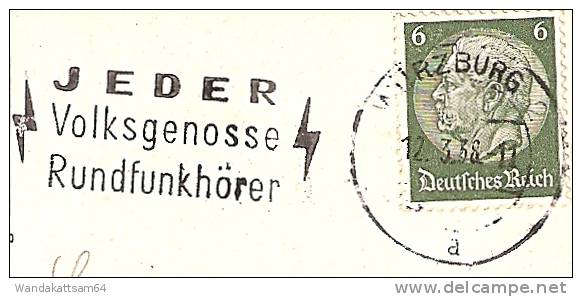 AK 20 Würzburg. Hofgarten. 12. 3. 38. -11 WÜRZBURG 2 A Nach Recklinghausen Mit 1 X 6 PF DEUTSCHES REICH - Wuerzburg