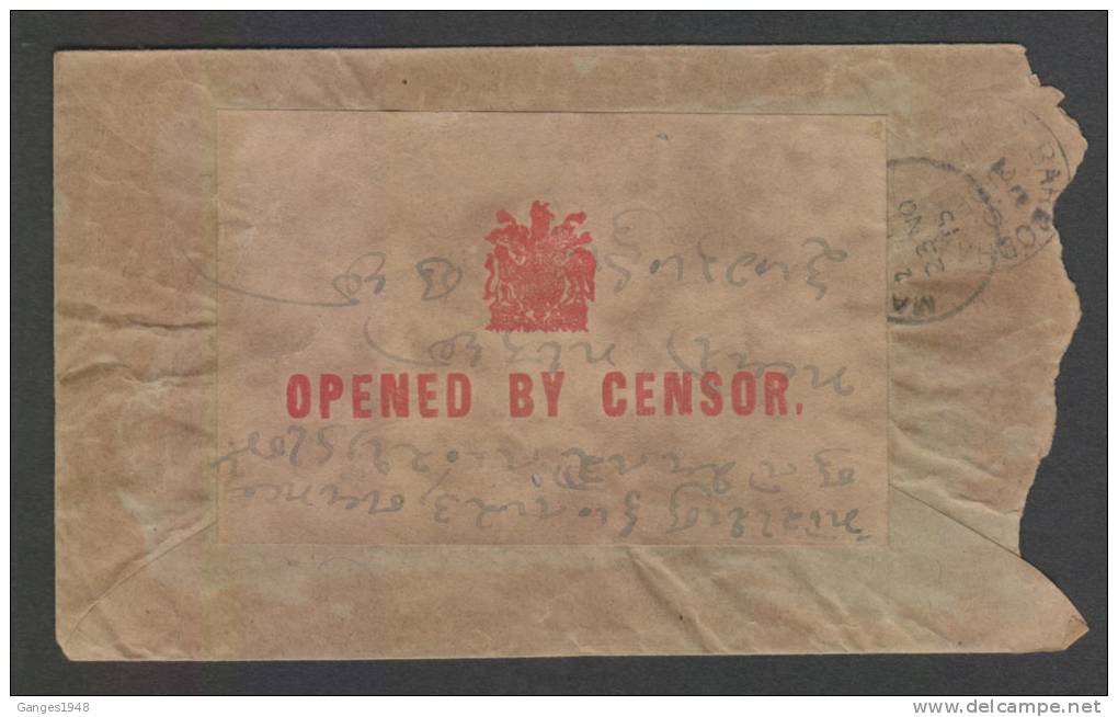 MAURITIUS 1915 EXPATRIATES CENSORED  Via  ADEN COVER To India #25227 - Maurice (1968-...)