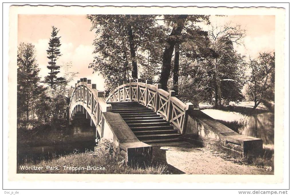 Deutschland - Wörlitz - Wörlitzer Park - Treppen Brücke - 1933 - Woerlitz