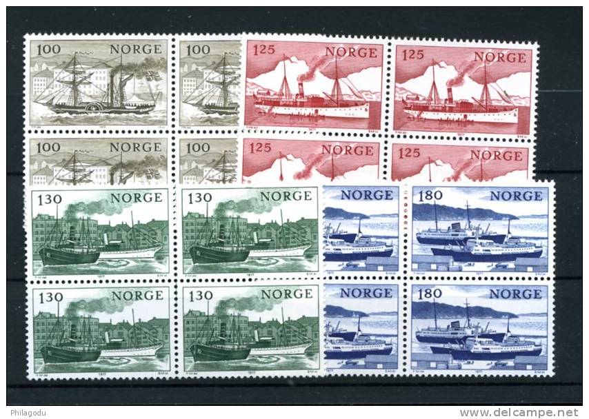 1977 NORGE  Bateaux  Ships  Boten  Yv. 703/706** X 4    Cote 20 E - Unused Stamps