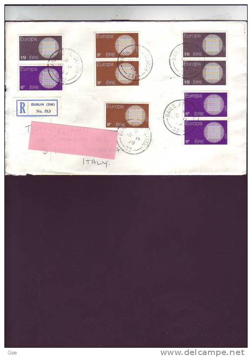 IRLANDA  1970 - Yvert 241/43 - Raccomandata Per L' Italia - Europa - Covers & Documents