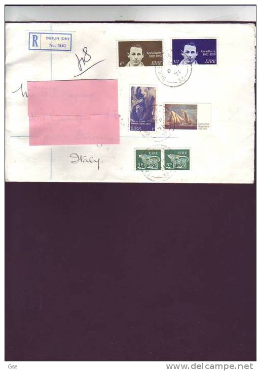 IRLANDA  1971 - Yvert  250/51-244-245 -  Raccomandata Per L' Italia - Storia Postale