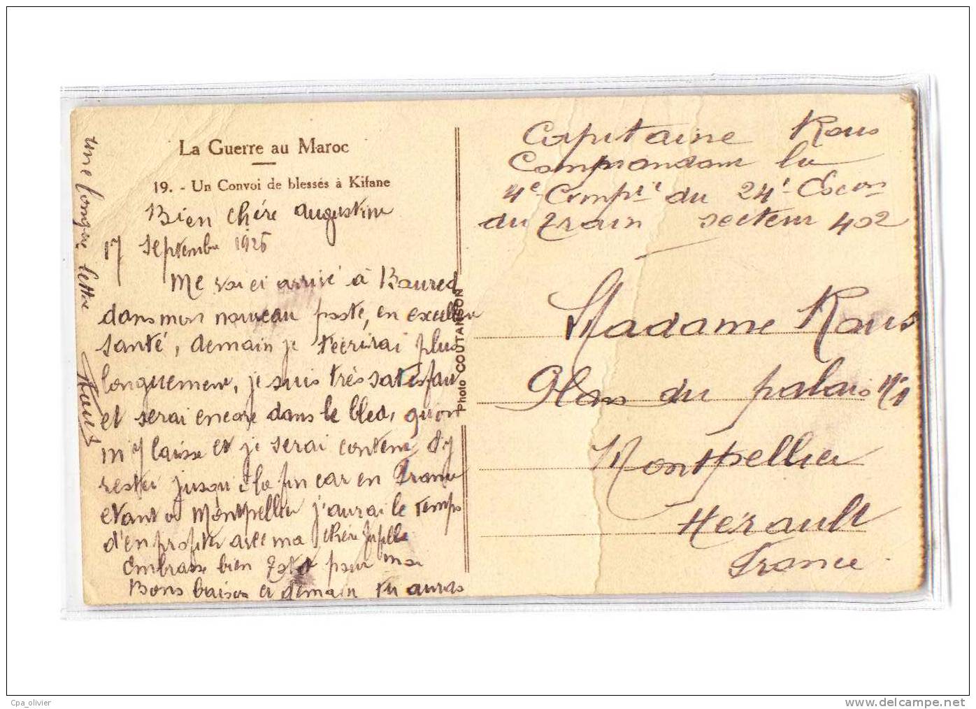 MAROC Campagne 1925, Convoi De Blessés à Kifane, Ed Coutanson 19, Guerre Au Maroc, 1926 *** ETAT *** - Sonstige & Ohne Zuordnung