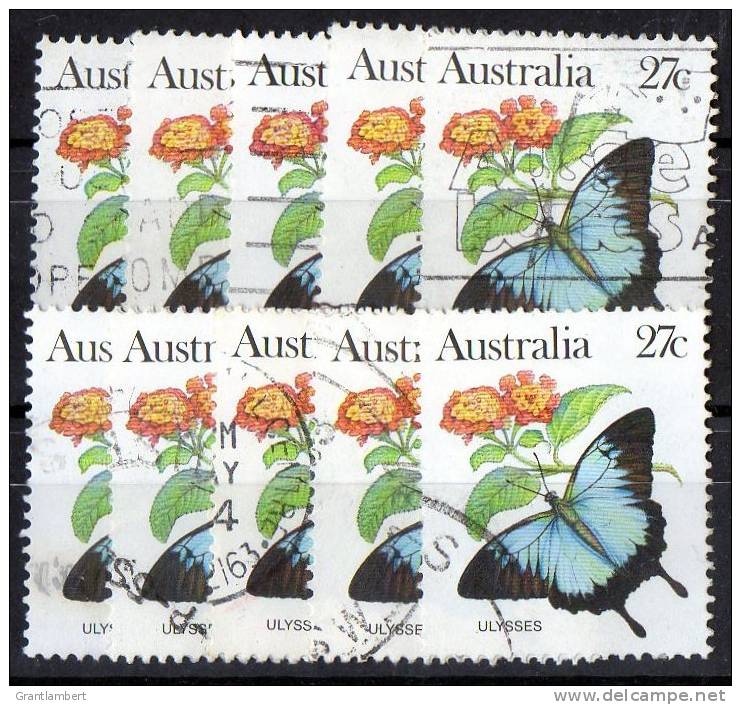 Australia 1983 Butterflies 27c Ulysses Used  SG 791 - 10 Stamps - Collections