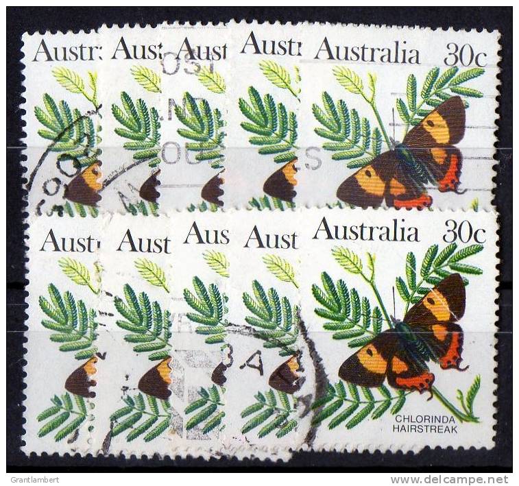 Australia 1983 Butterflies 30c Chlorinda Hairstreak Used  SG 792b - 10 Stamps - Collections