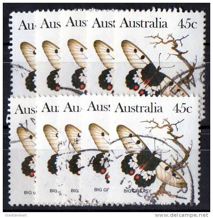 Australia 1983 Butterflies 45c Big Greasy Used  SG 795 - 10 Stamps - Collections