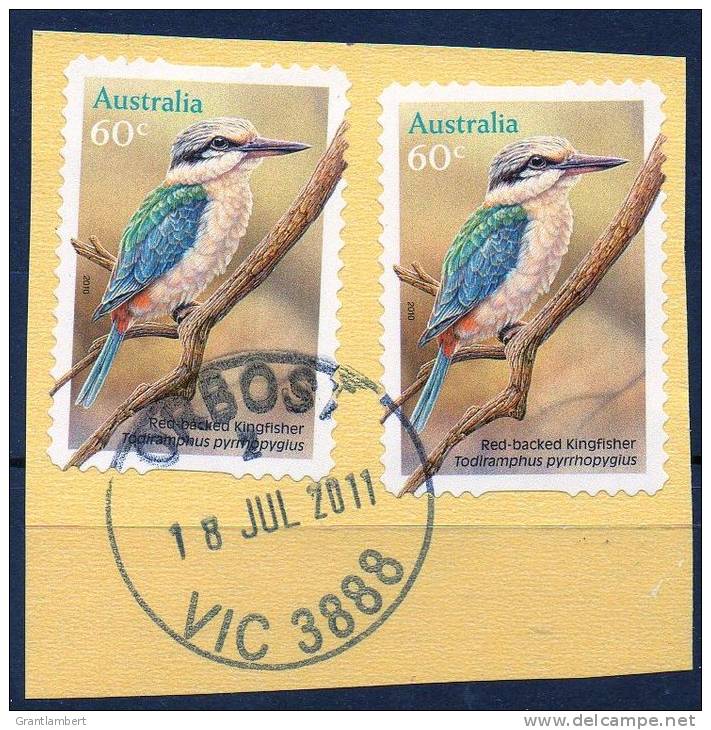 Australia 2010 60c Kingfisher Used Self-adhesive Pair - Orbost VIC 3888 - Usados