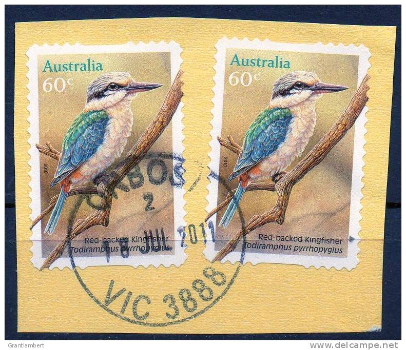 Australia 2010 60c Kingfisher Used Self-adhesive Pair - Orbost VIC 3888 - - Oblitérés