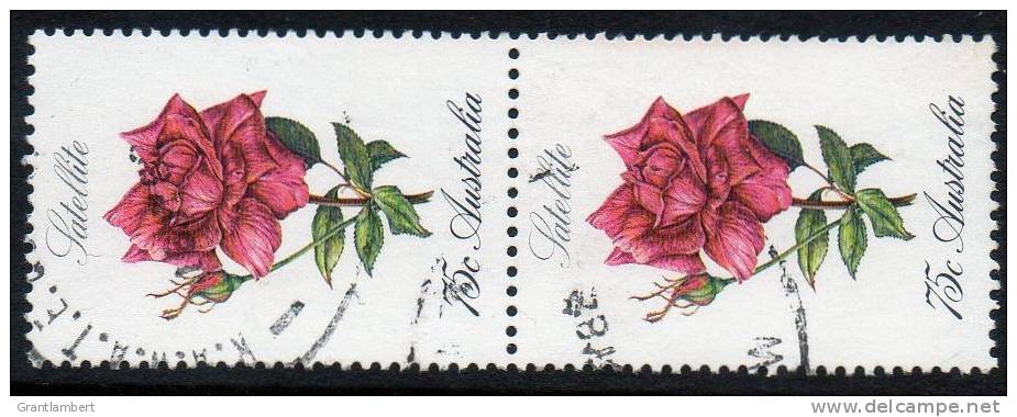 Australia 1982 Roses - 75c Satellite Used Vertical Pair - SG 846 - Actual Stamps - Gebraucht