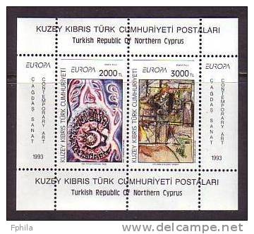 1993 NORTH CYPRUS EUROPA CEPT MODERN ART SOUVENIR SHEET MNH ** - Ungebraucht