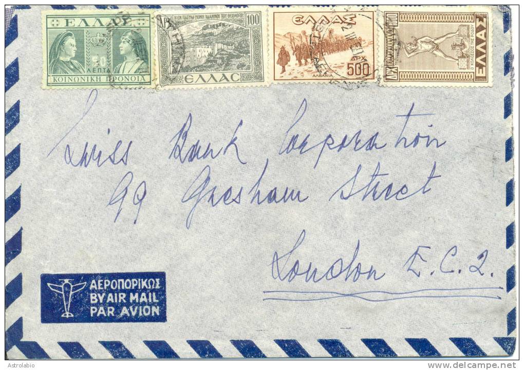 1950 Lettre De Greece Vers London. Censor. Cover Voir 2 Scan - Briefe U. Dokumente