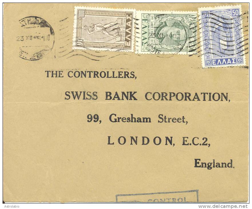 1949 Lettre De Greece Vers London. Censor. Cover Voir 2 Scan - Storia Postale