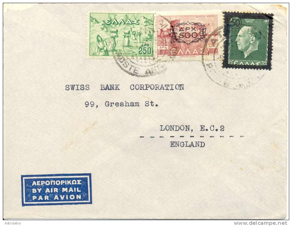 1947 Lettre De Greece Vers London. Cover - Cartas & Documentos