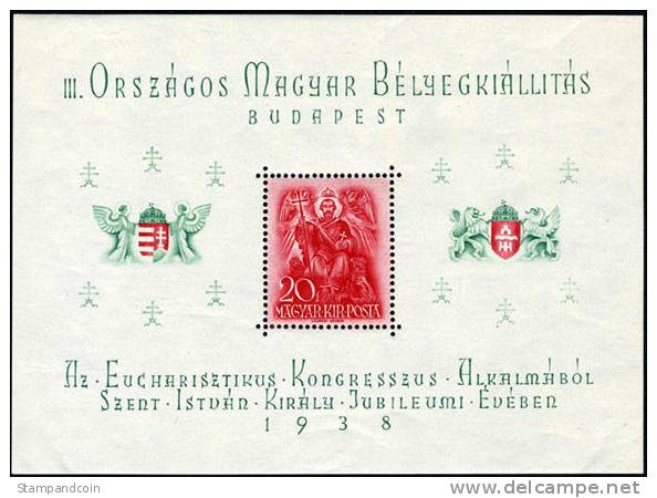 Hungary #528 Mint Hinged Souvenir Sheet From 1938 - Neufs