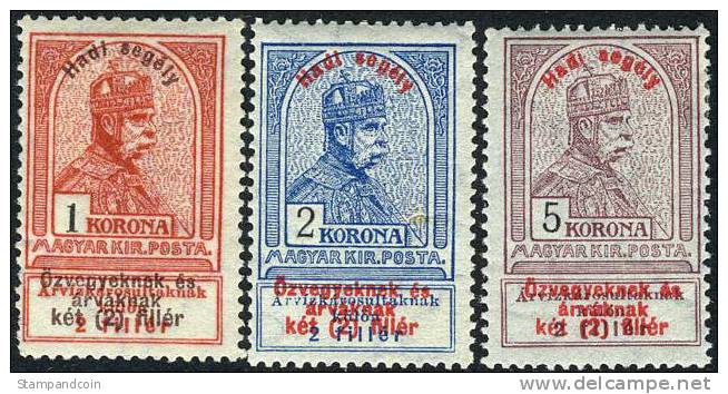 Hungary B32-34 Mint Hinged Semi-Postal High Values Of Set From 1914 - Ungebraucht