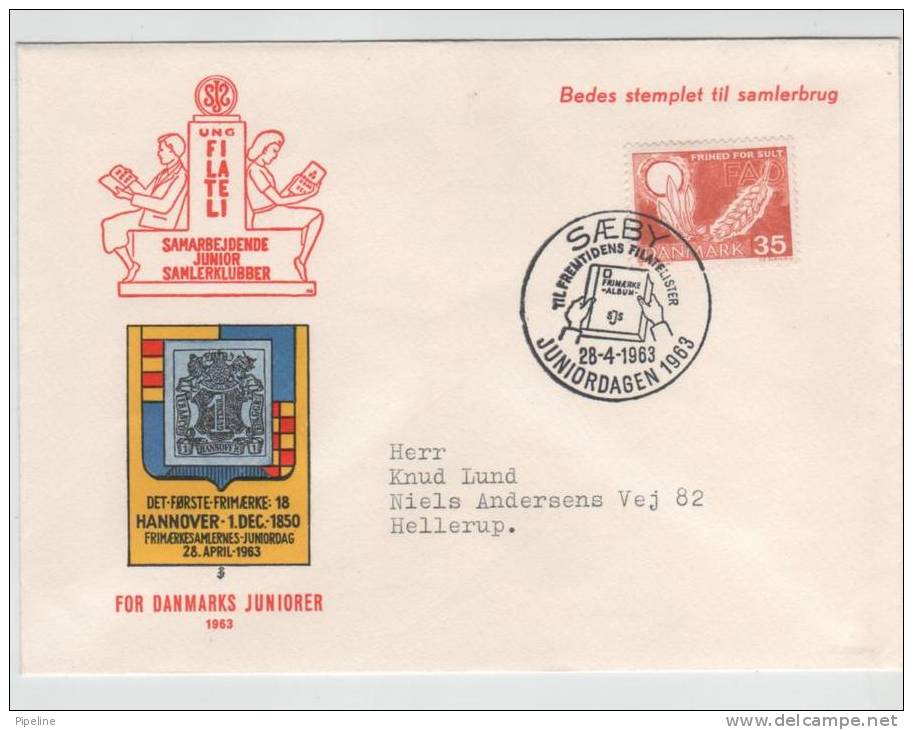 Denmark Cover Special Cancel Saeby 28-4-1963 With Cachet - Lettres & Documents