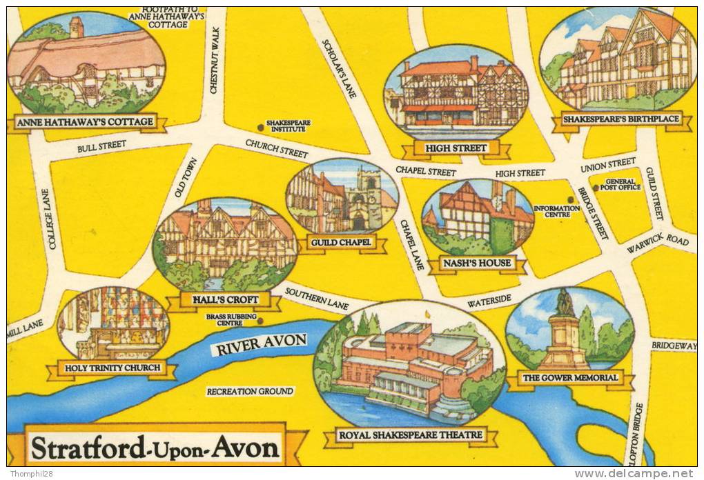 Map Of : STRATFORD-UPON-AVON - TBE, Carte Neuve, 2 Scans - Stratford Upon Avon