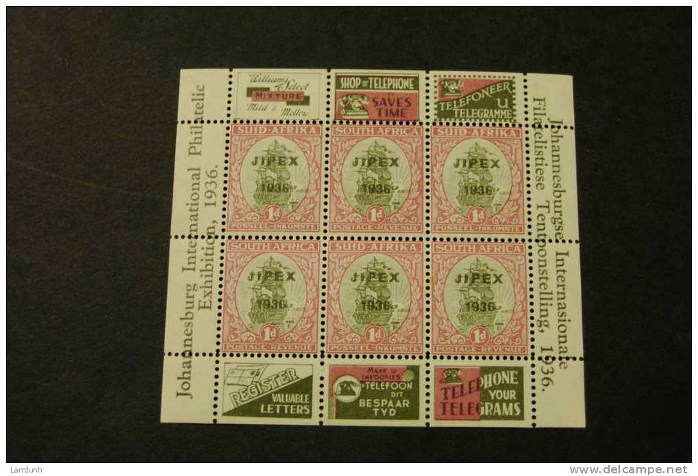 South Africa 73 Sheet Of Six Overprint JIPEX 1936 MNH A04s - Other & Unclassified