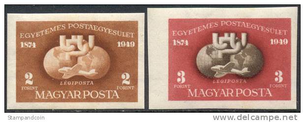 Hungary C63 & C81 Mint Hinged Imperf UPU Airmails From 1949 & 50 - Unused Stamps