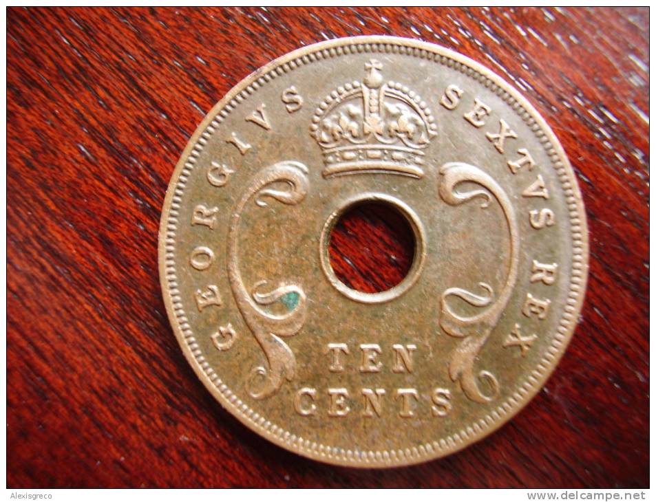 BRITISH EAST AFRICA USED TEN CENT COIN BRONZE Of 1952. - British Colony