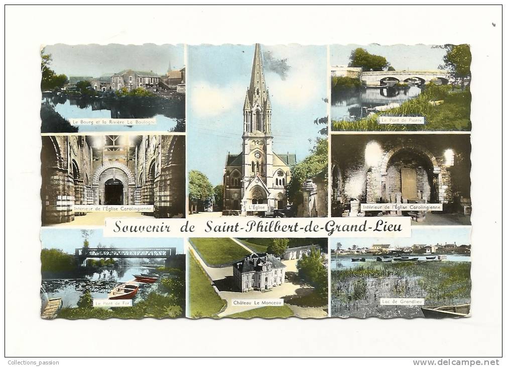 Cp, 44, Saint-Philibert-de-Grand-Lieu, Multi-Vues, Voyagée 1963 - Saint-Philbert-de-Grand-Lieu