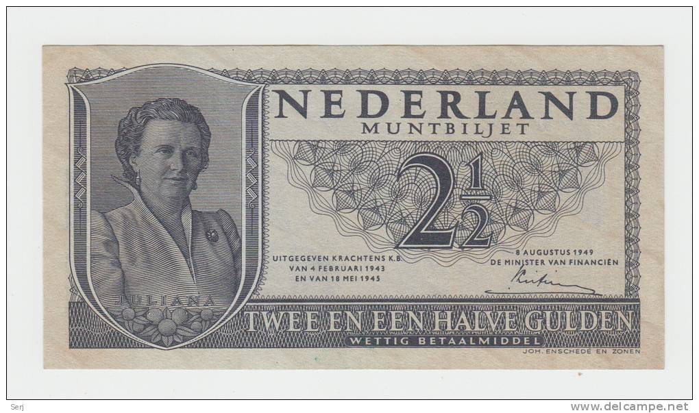 Netherlands 2 1/2 Gulden 1945 AXF P 73 - 2 1/2  Florín Holandés (gulden)