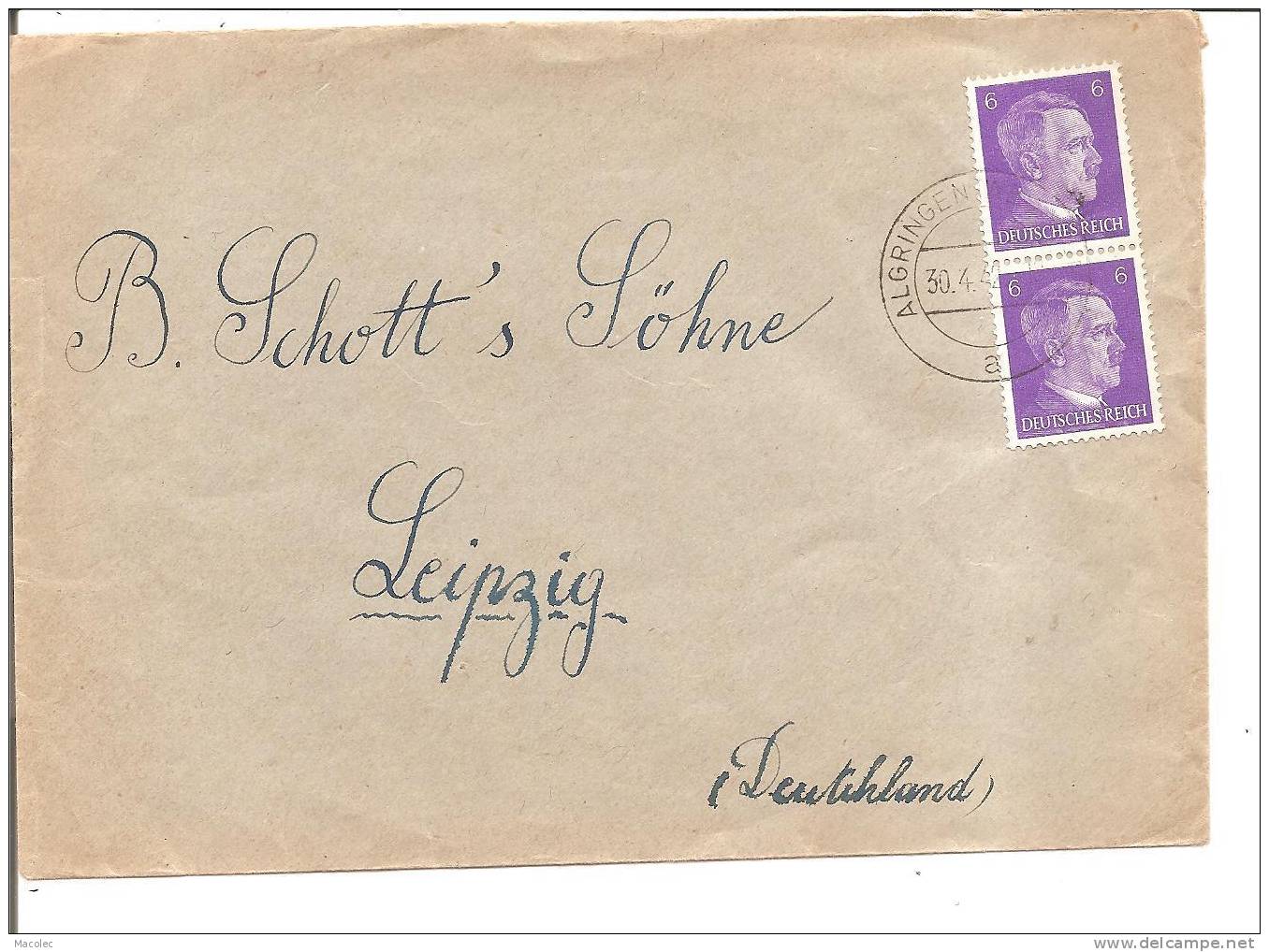 57 ALGRANGE ALGRINGEN Enveloppe Obliteration Allemande 1942 - Lettres & Documents